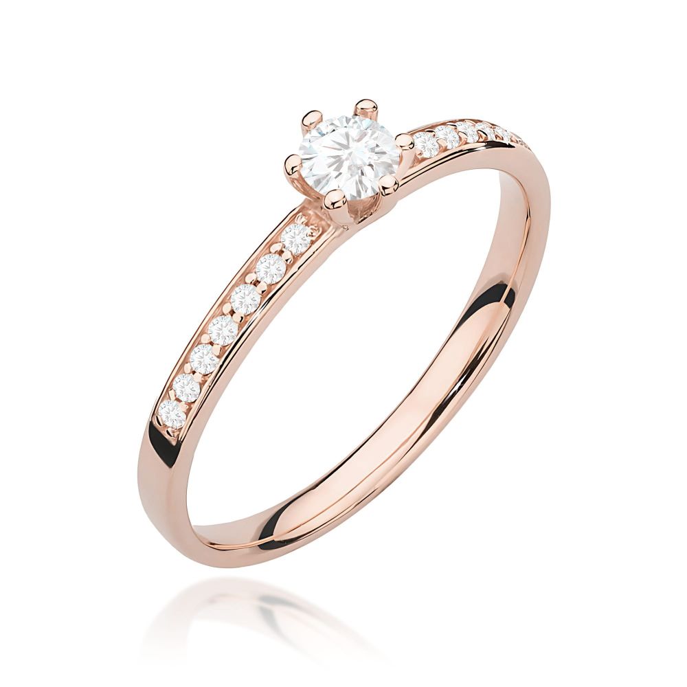Pierścionek z brylantami 0,17 ct, różowe złoto 585