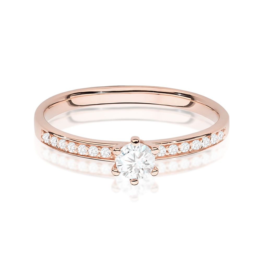 Pierścionek z brylantami 0,17 ct, różowe złoto 585
