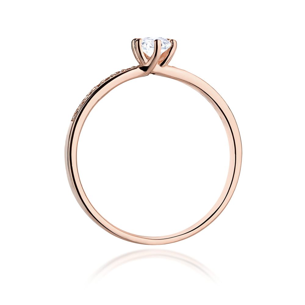 Pierścionek z brylantami 0,17 ct, różowe złoto 585