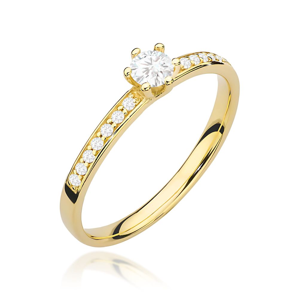 Pierścionek z brylantami 0,17 ct, żółte złoto 585