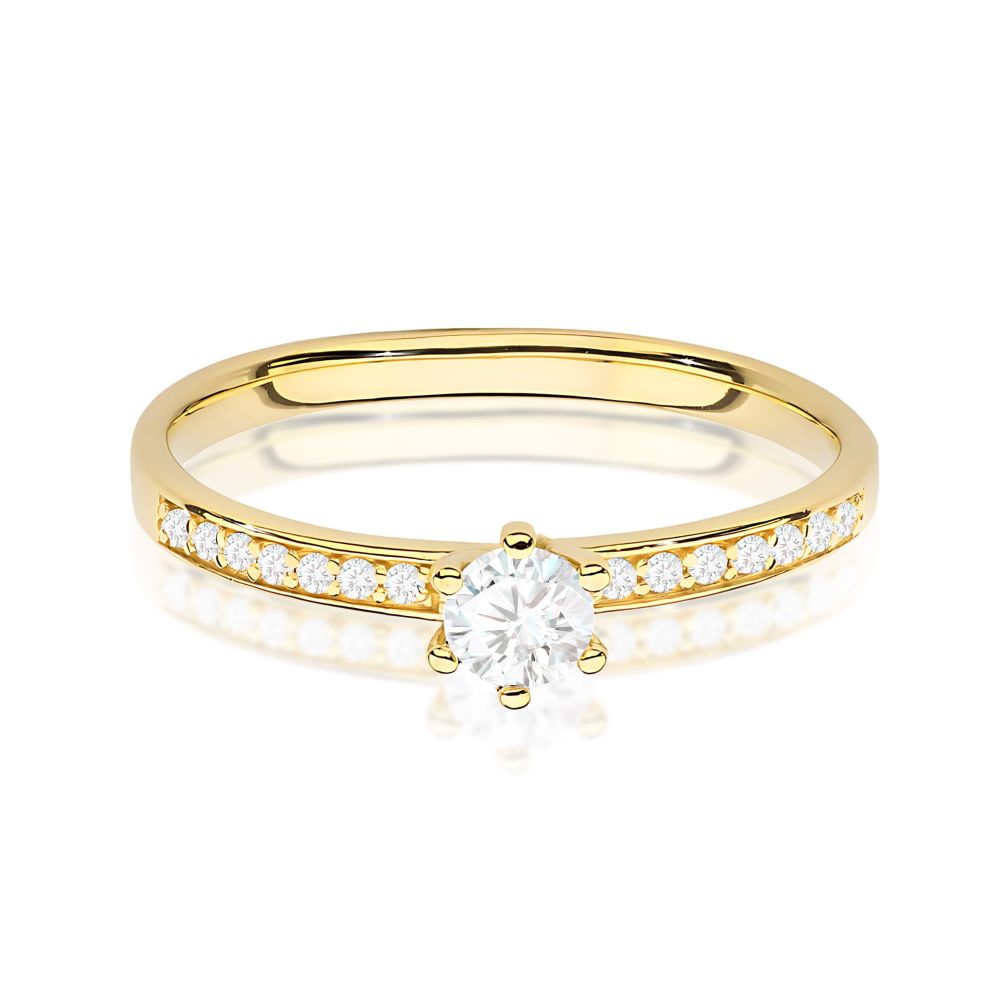 Pierścionek z brylantami 0,17 ct, żółte złoto 585