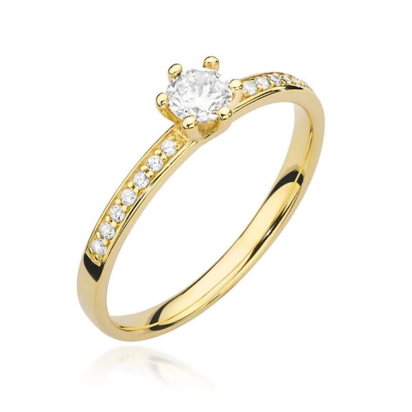 Pierścionek z brylantami 0,37 ct, żółte złoto 585