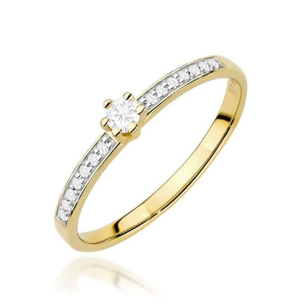 Pierścionek z diamentem laboratoryjnym 0,17 ct, żółte złoto 585
