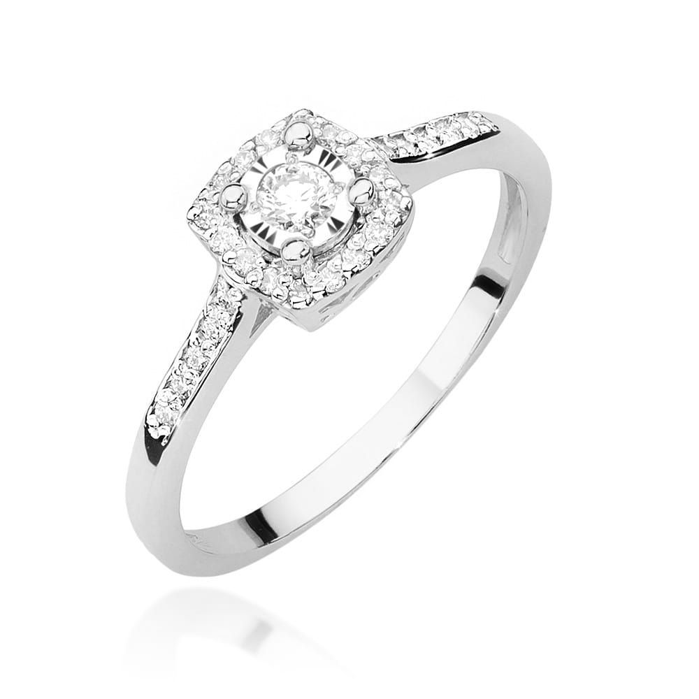 Pierścionek z brylantami 0,21 ct, białe złoto 585