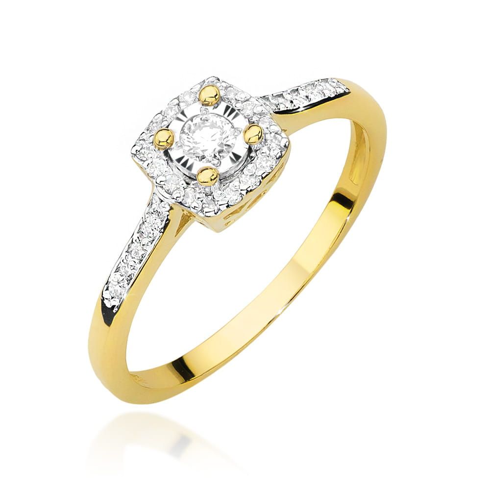 Pierścionek z brylantami 0,21 ct, żółte złoto 585