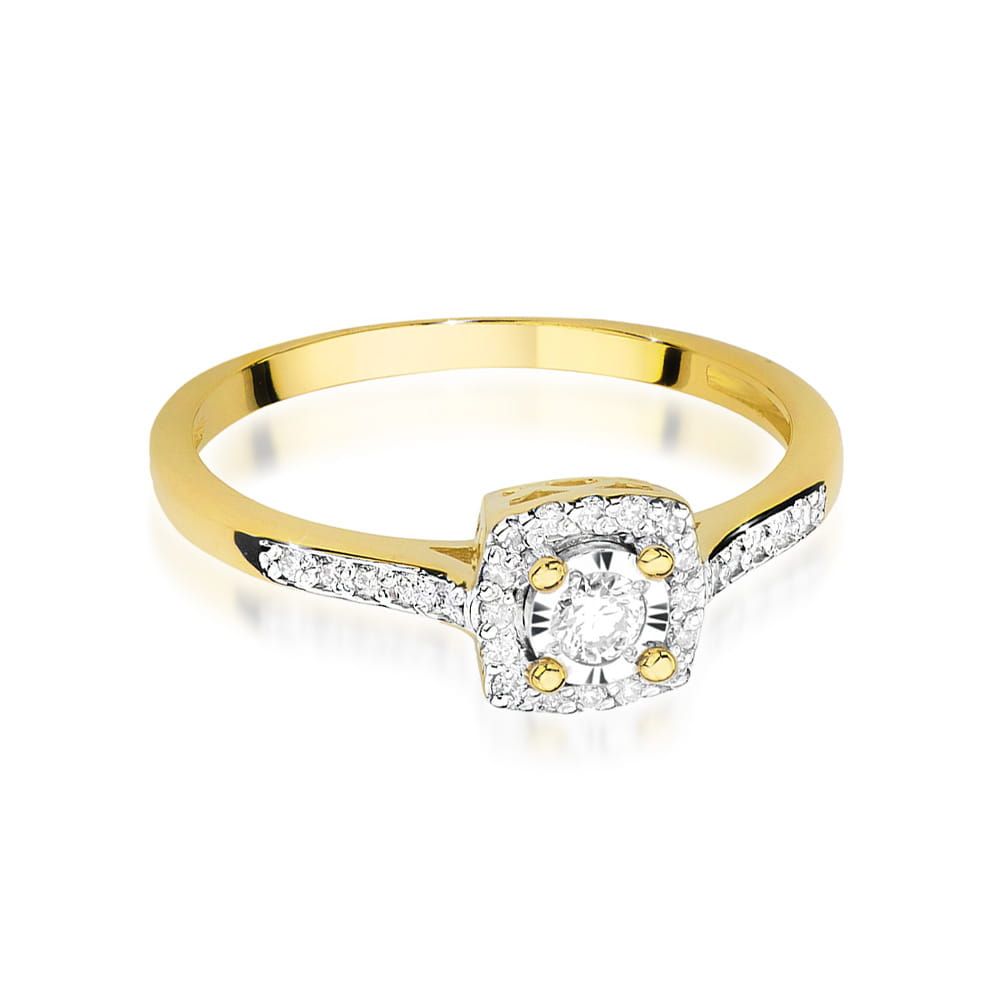 Pierścionek z brylantami 0,21 ct, żółte złoto 585