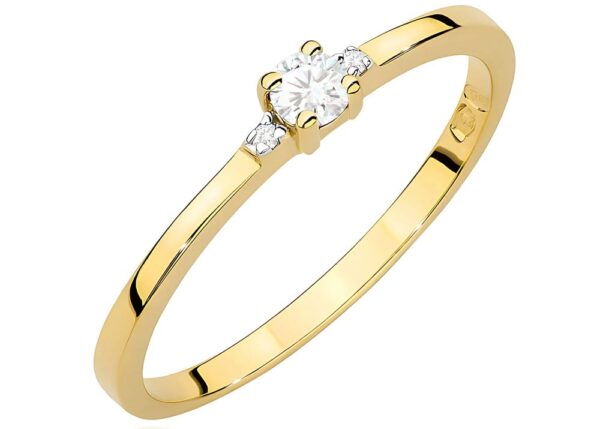 Pierścionek z brylantami 0,11 ct, żółte złoto 585