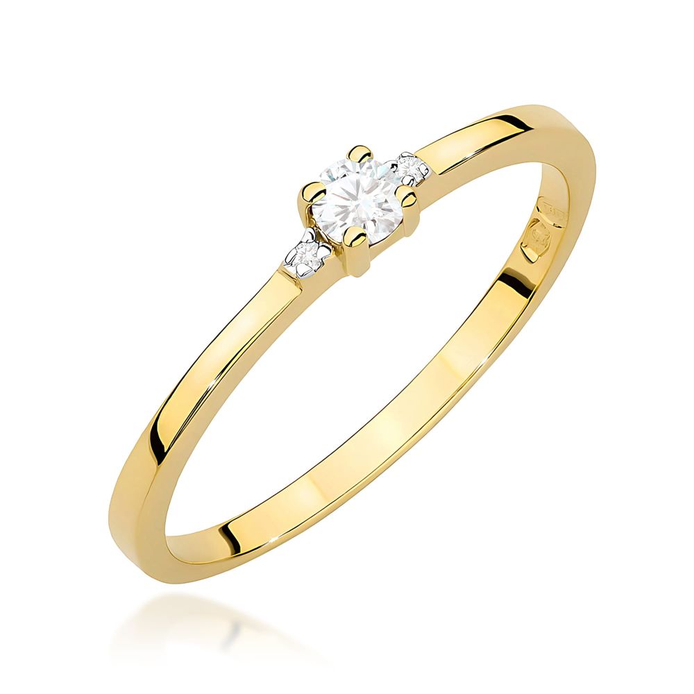 Pierścionek z brylantami 0,11 ct, żółte złoto 585