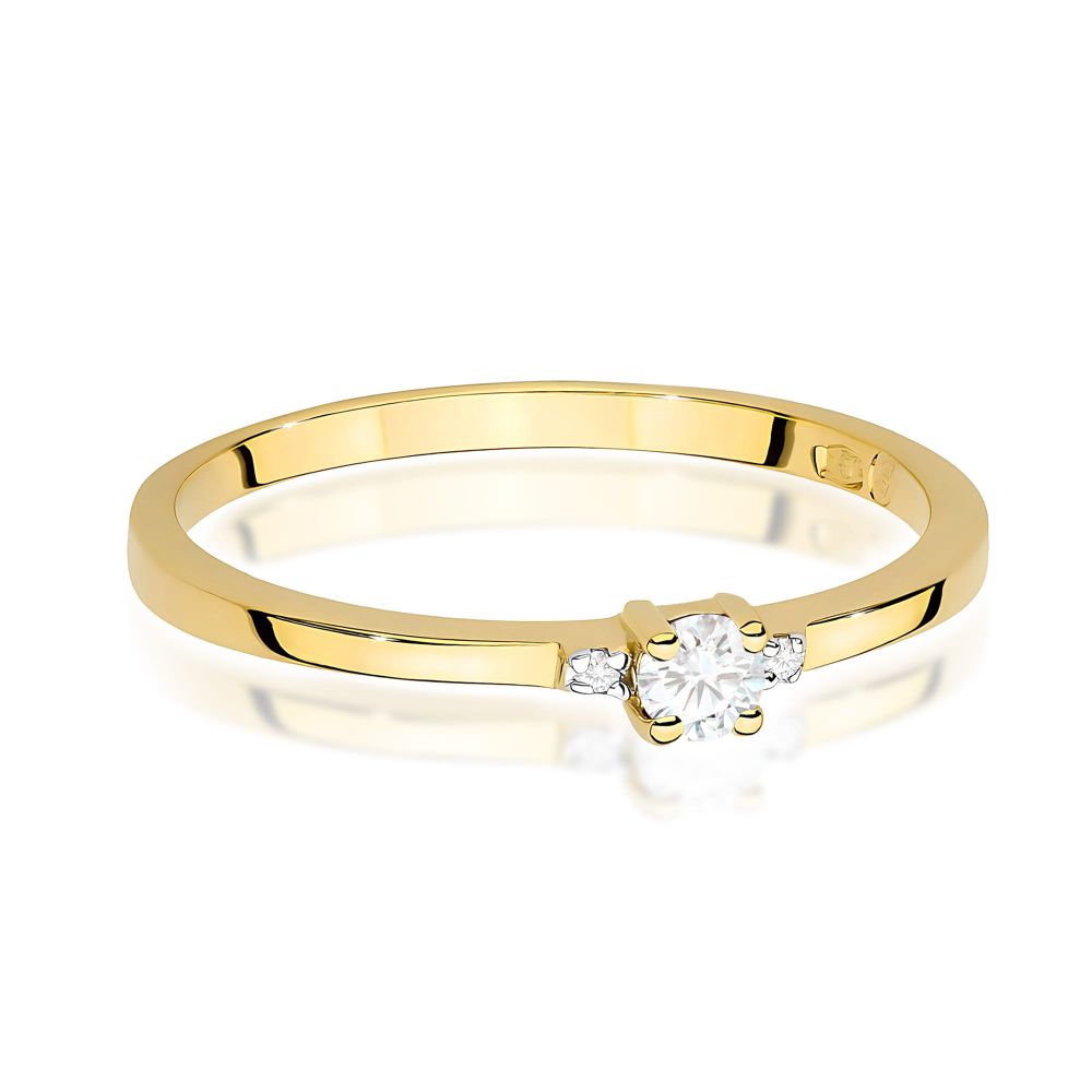 Pierścionek z brylantami 0,11 ct, żółte złoto 585