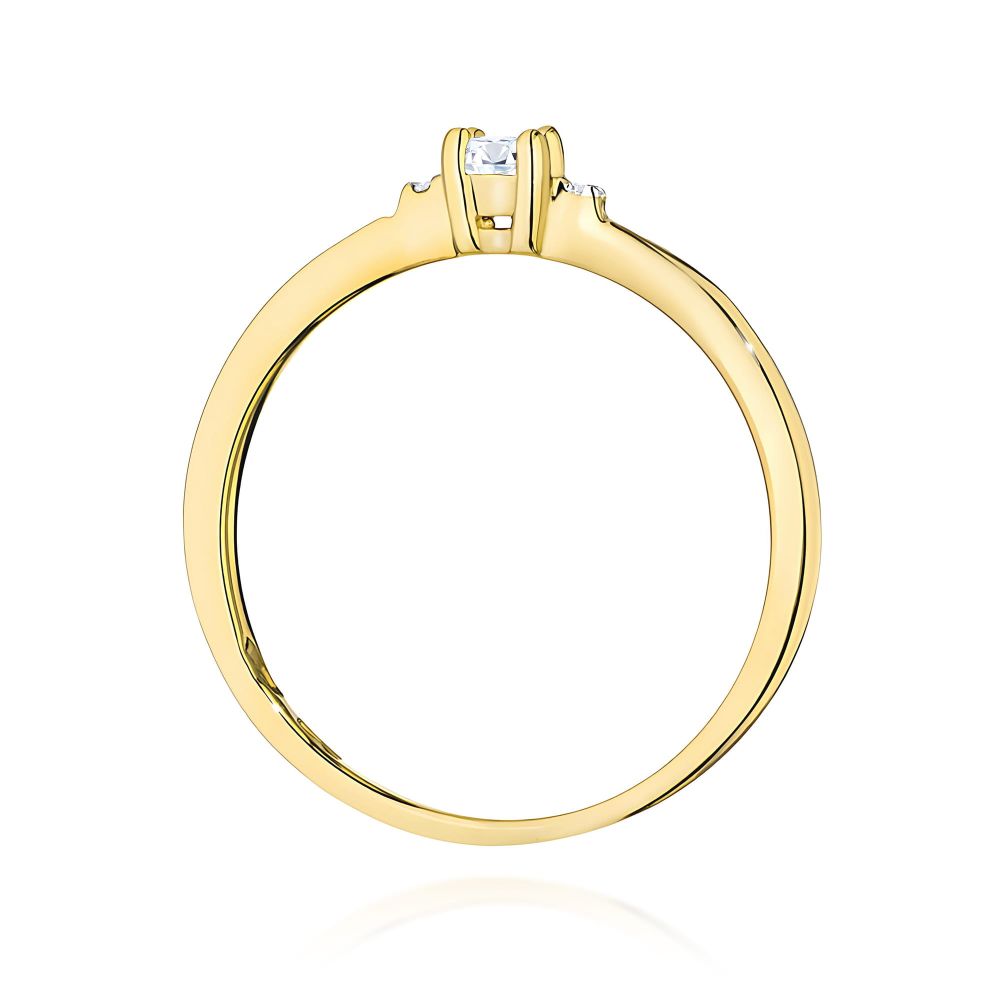 Pierścionek z brylantami 0,11 ct, żółte złoto 585