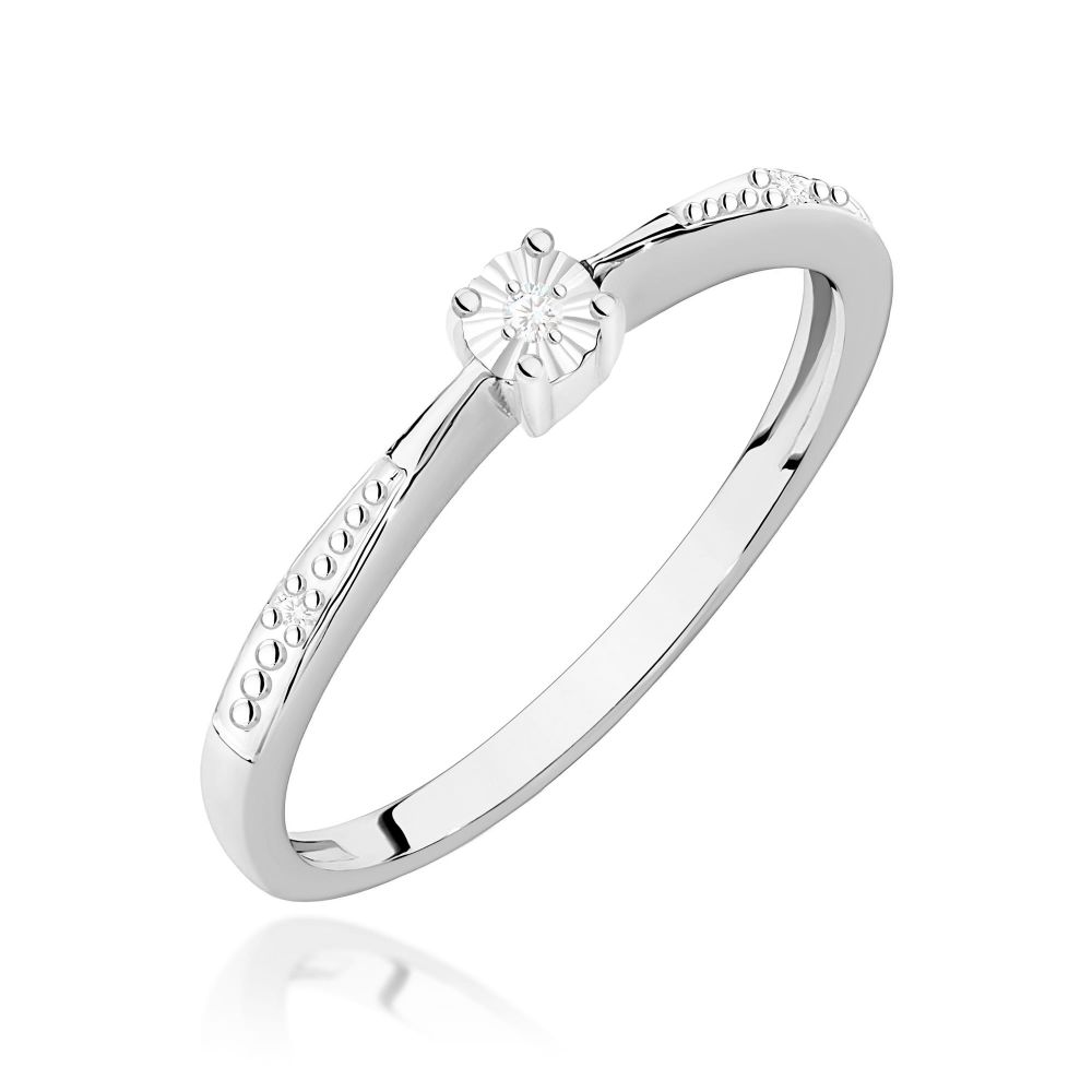 Pierścionek z brylantami 0,02 ct, białe złoto 585