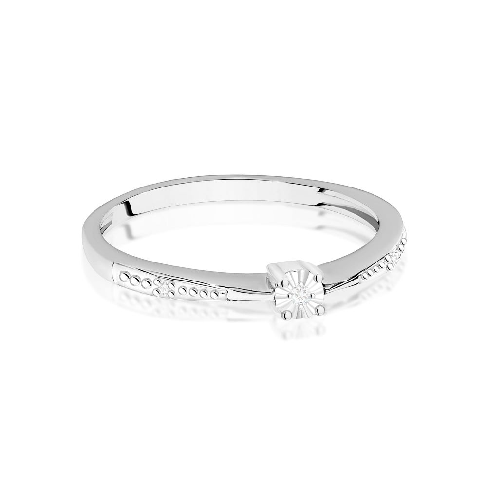 Pierścionek z brylantami 0,02 ct, białe złoto 585