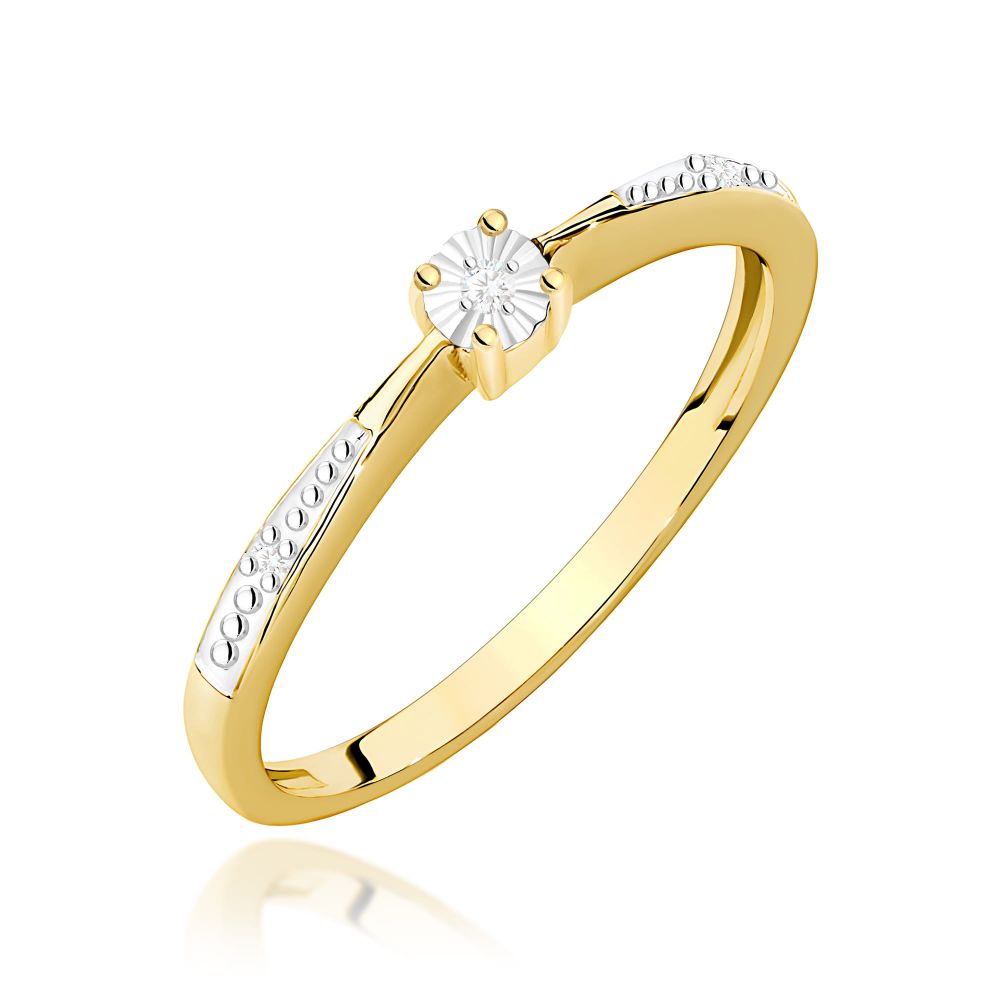 Pierścionek z brylantami 0,02 ct, żółte złoto 585