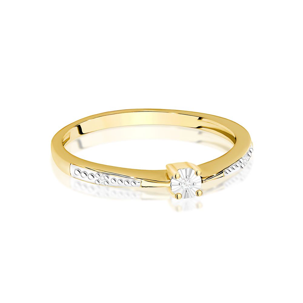 Pierścionek z brylantami 0,02 ct, żółte złoto 585