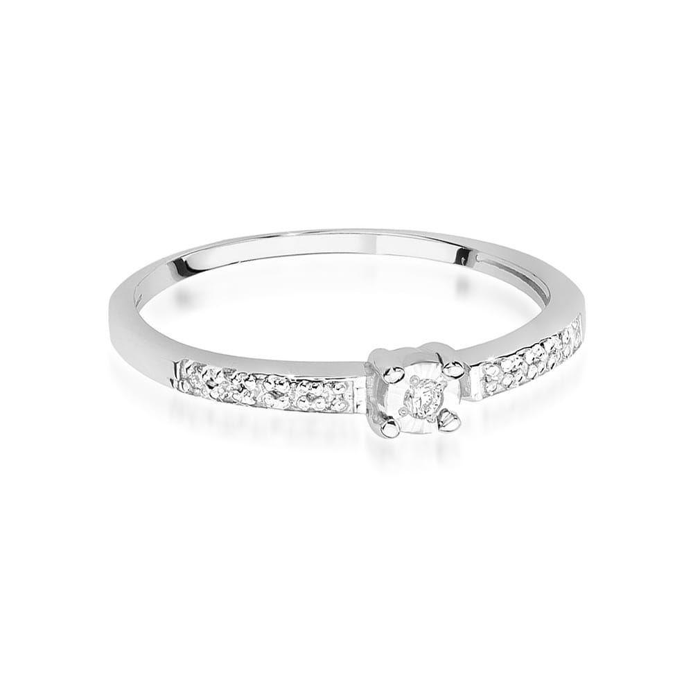 Pierścionek z brylantami 0,07 ct, białe złoto 585