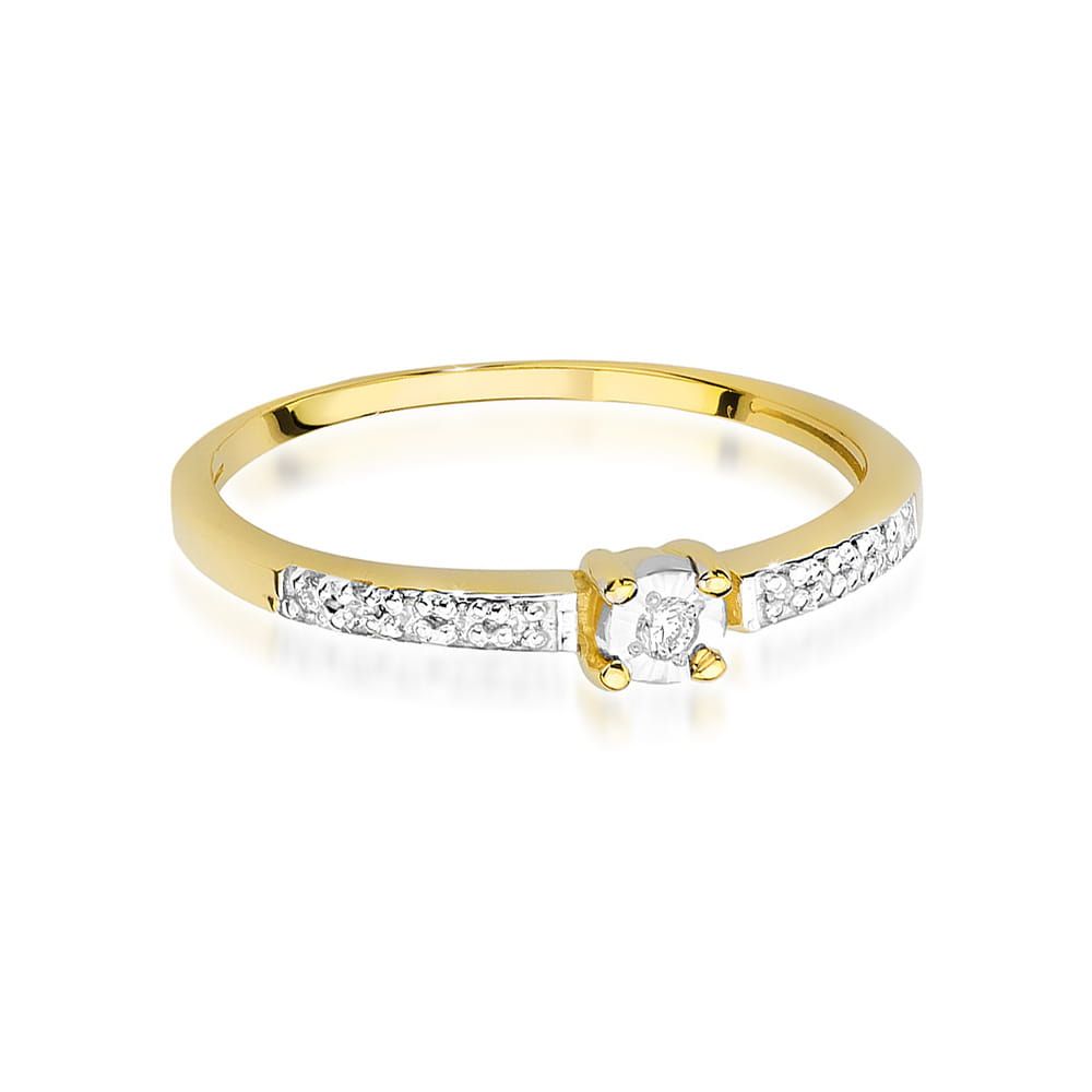 Pierścionek z brylantami 0,07 ct, żółte złoto 585