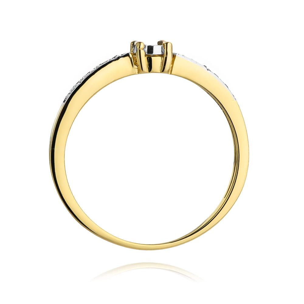 Pierścionek z brylantami 0,07 ct, żółte złoto 585