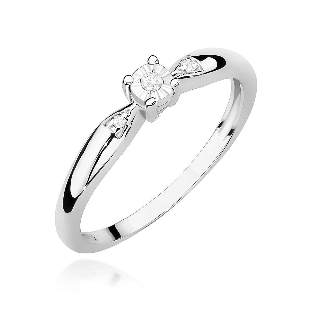 Pierścionek z brylantami 0,03 ct, białe złoto 585