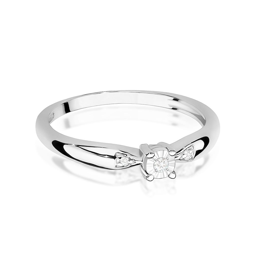 Pierścionek z brylantami 0,03 ct, białe złoto 585