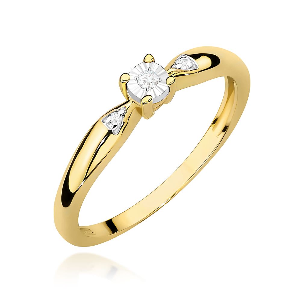 Pierścionek z brylantami 0,03 ct, żółte złoto 585