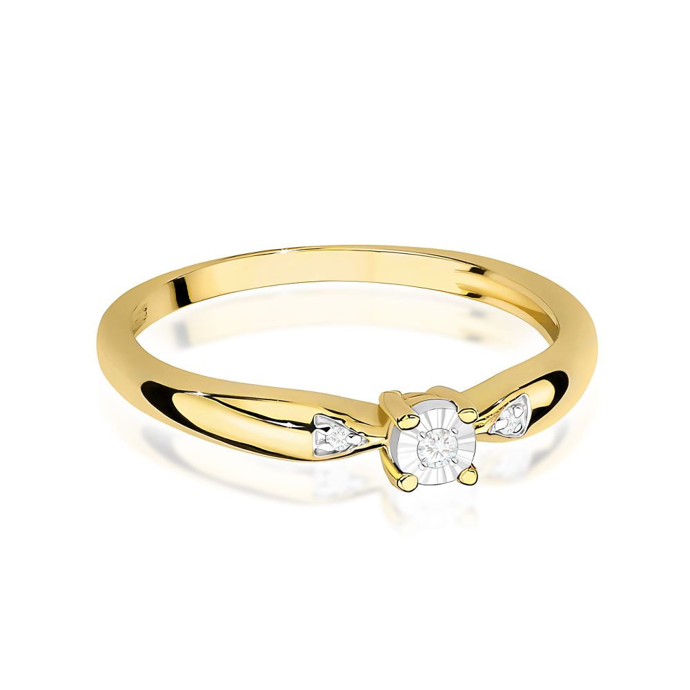 Pierścionek z brylantami 0,03 ct, żółte złoto 585