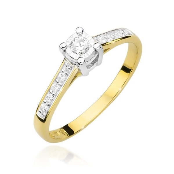 Pierścionek z brylantami 0,13 ct, żółte złoto 585
