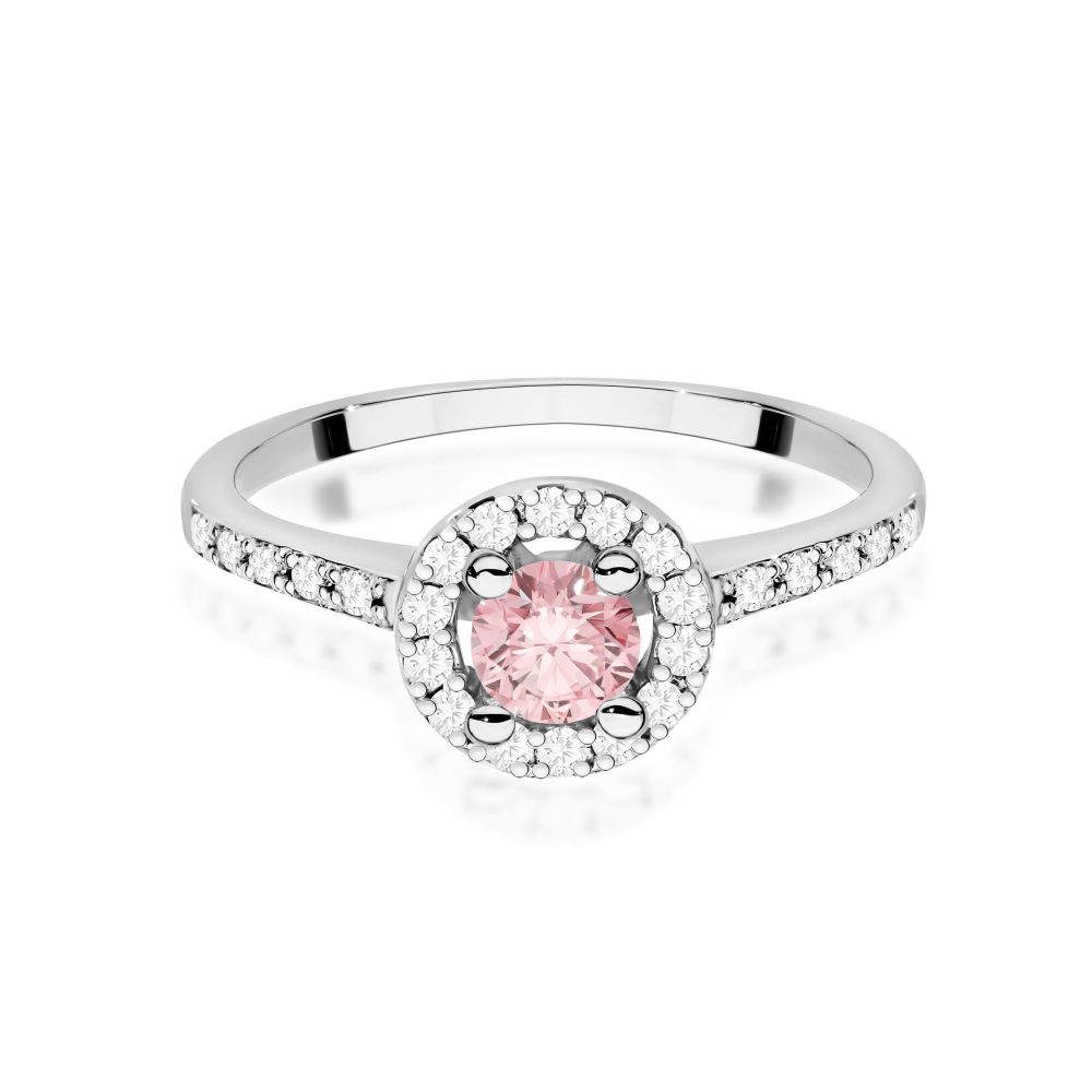 Pierścionek z różowym diamentem laboratoryjnym 0,72 ct, białe złoto 585