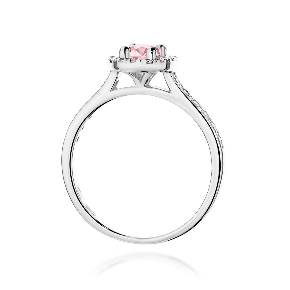 Pierścionek z różowym diamentem laboratoryjnym 0,72 ct, białe złoto 585