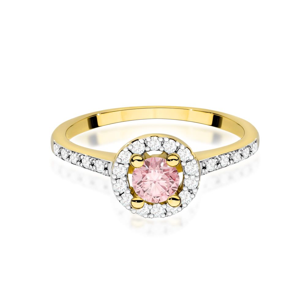 Pierścionek z różowym diamentem laboratoryjnym 0,72 ct, żółte złoto 585