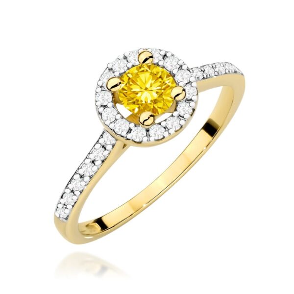 Pierścionek z żółtym diamentem laboratoryjnym 0,72 ct, żółte złoto 585