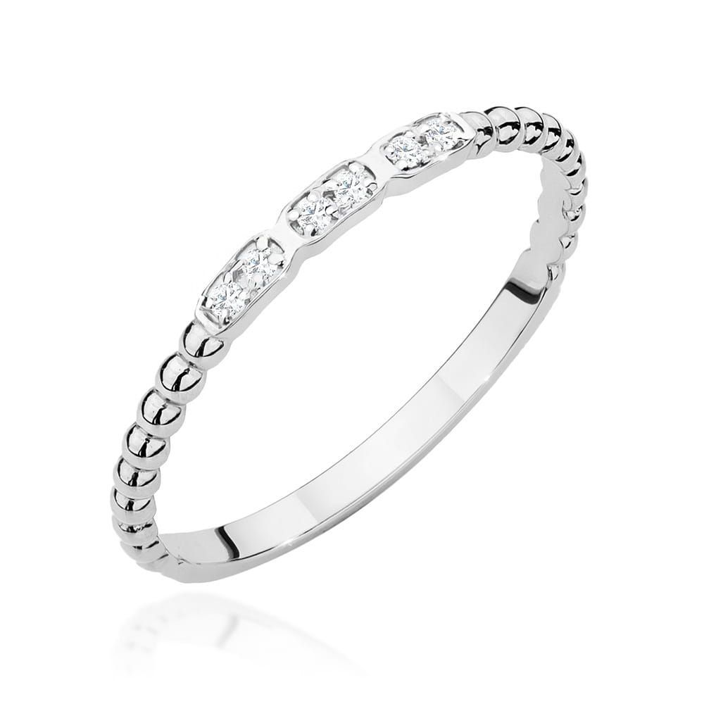 Pierścionek z brylantami 0,03 ct, białe złoto 585