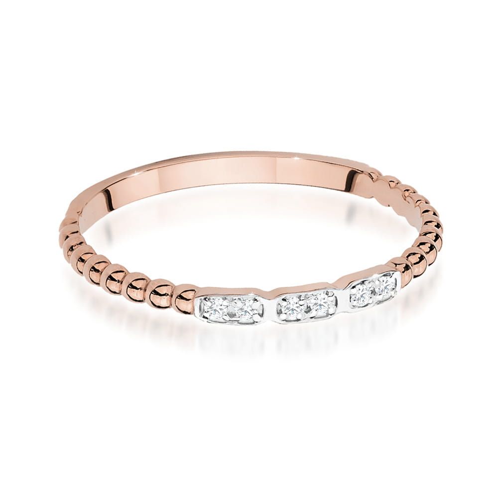 Pierścionek z brylantami 0,03 ct, różowe złoto 585