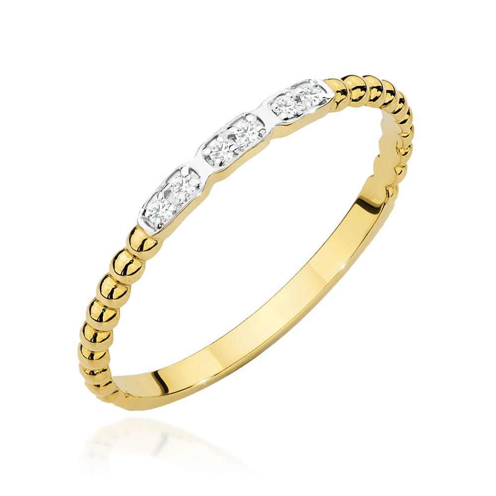 Pierścionek z brylantami 0,03 ct, żółte złoto 585