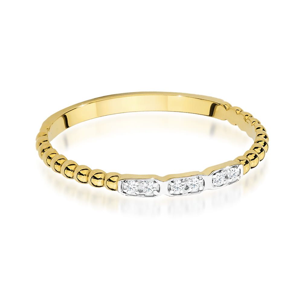 Pierścionek z brylantami 0,03 ct, żółte złoto 585