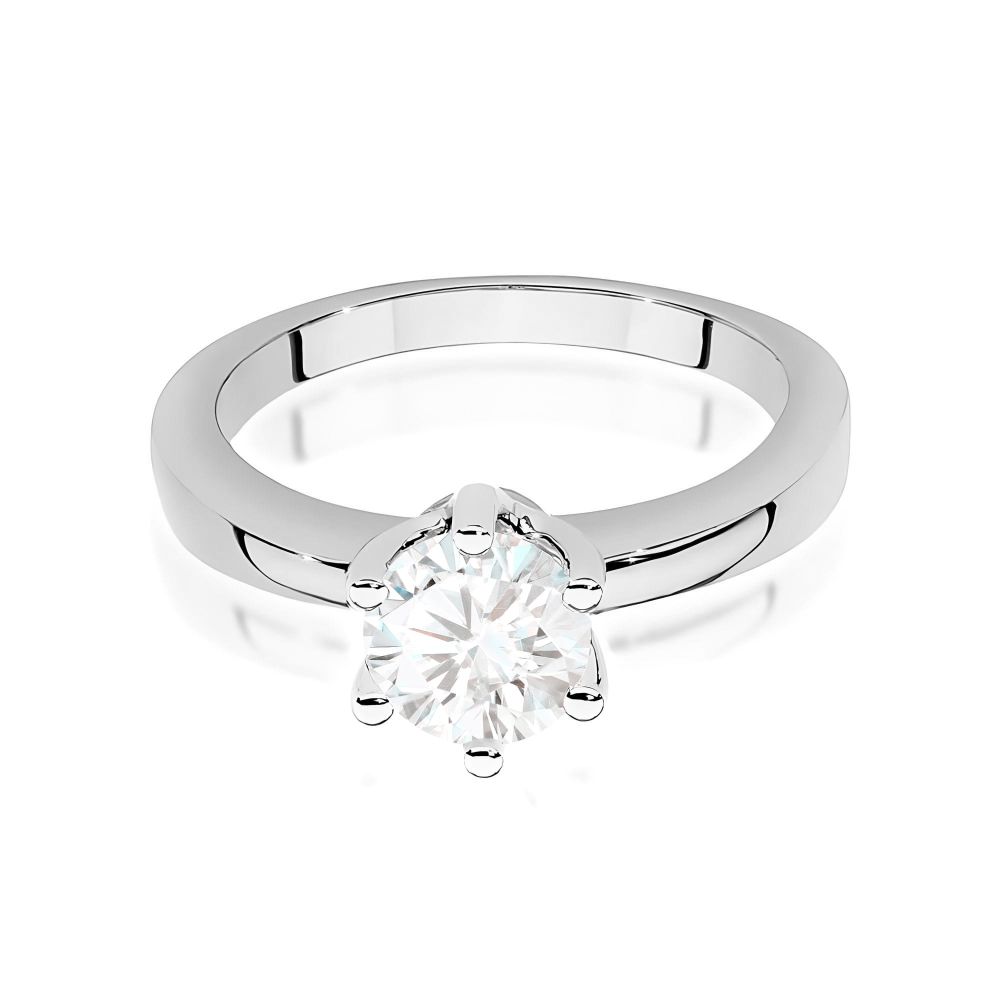Pierścionek zaręczynowy z brylantem 0,70 ct, białe złoto 585