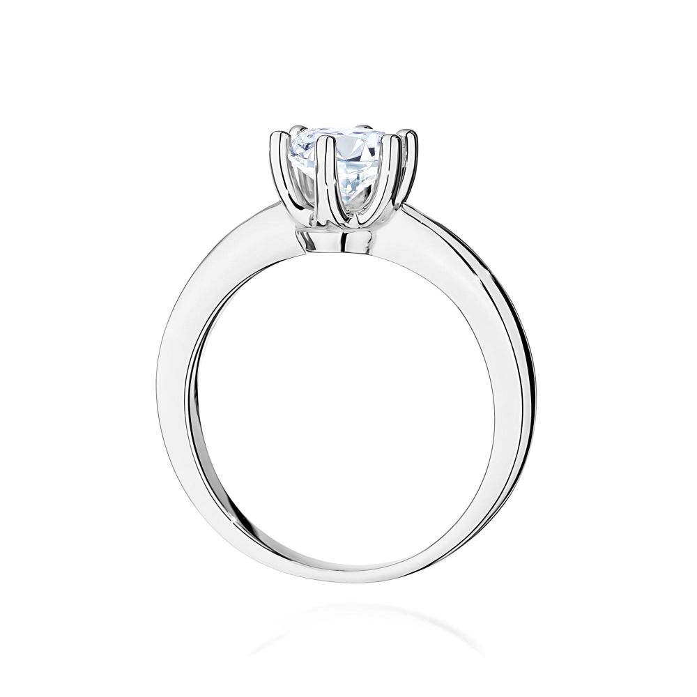 Pierścionek z diamentem laboratoryjnym 0,70 ct, białe złoto 585