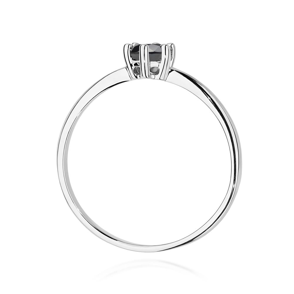 Pierścionek z czarnym diamentem 0,30 ct, białe złoto 585