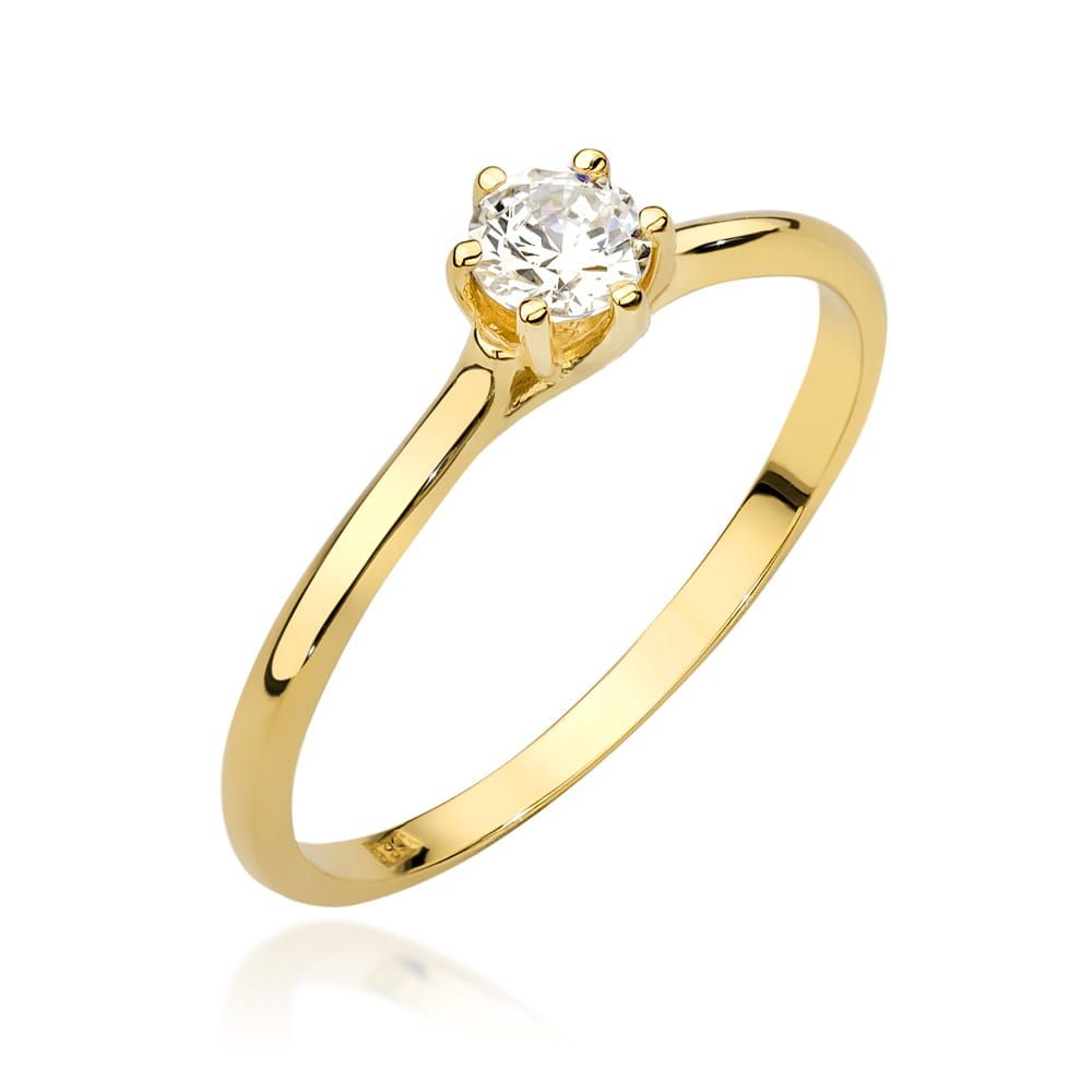Pierścionek z brylantami 0,26 ct, żółte złoto 585