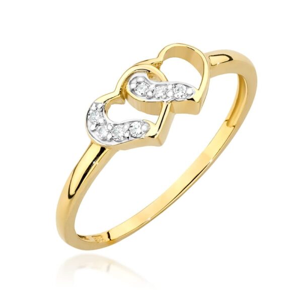 Pierścionek z brylantami 0,06 ct, żółte złoto 585
