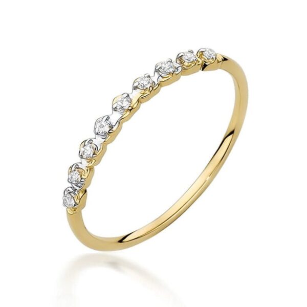 Pierścionek z brylantami 0,05 ct, żółte złoto 585