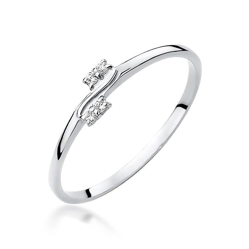 Pierścionek z brylantami 0,03 ct, białe złoto 585