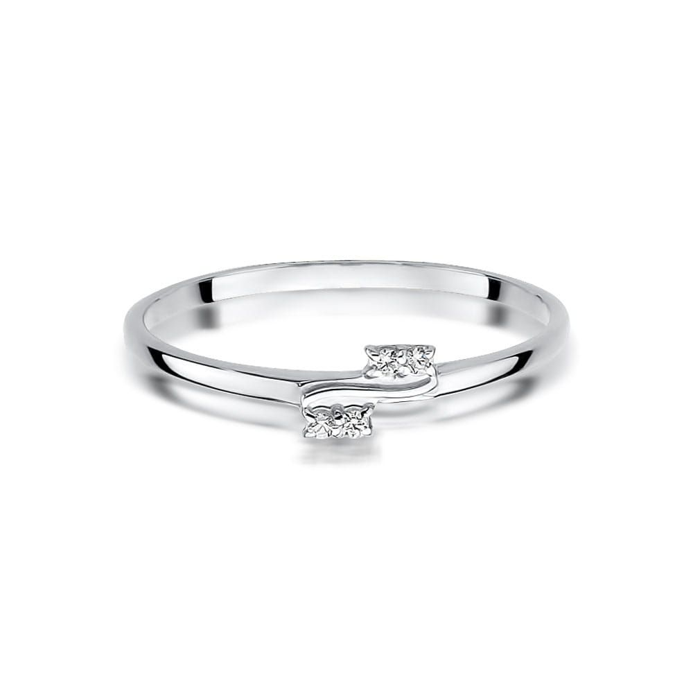 Pierścionek z brylantami 0,03 ct, białe złoto 585