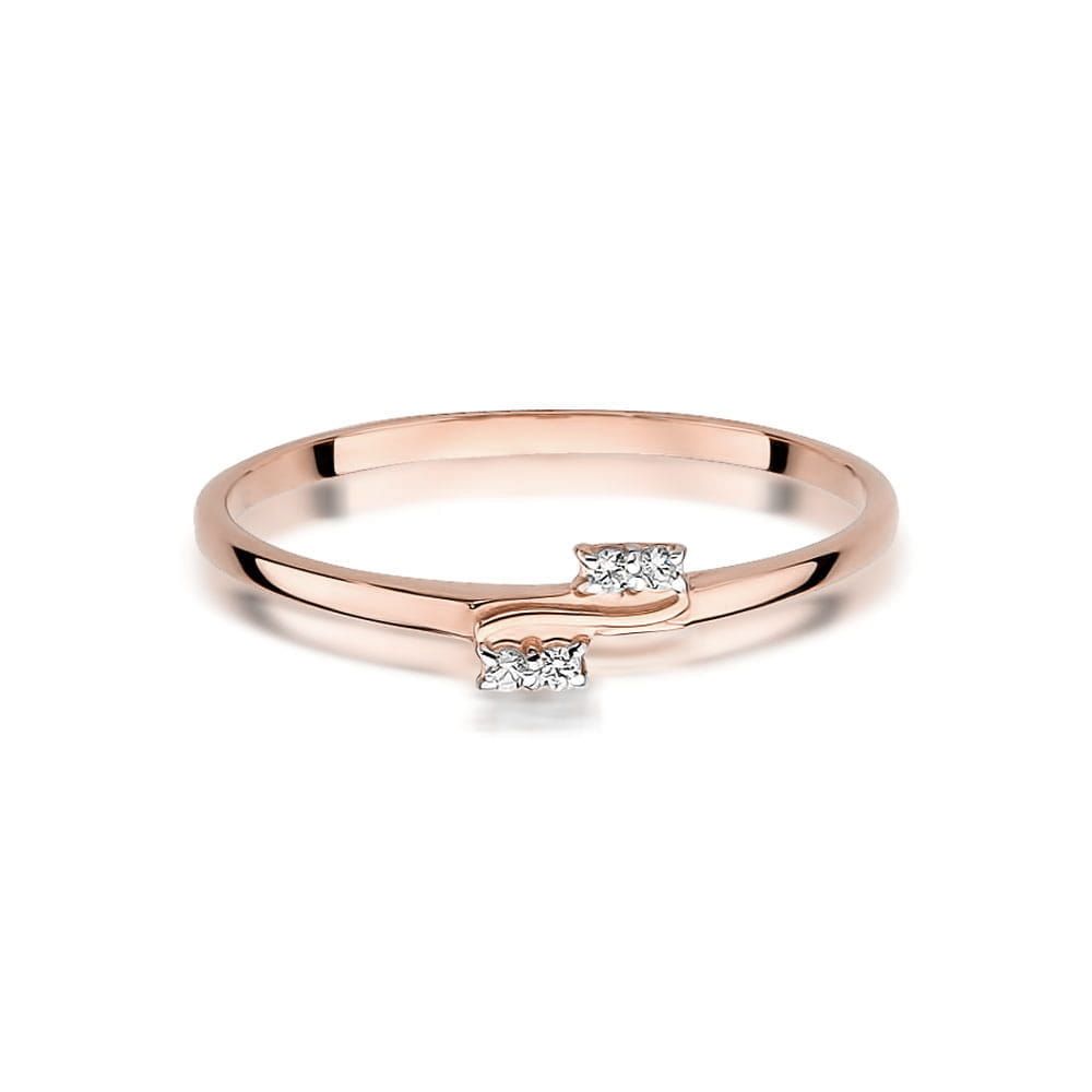 Pierścionek z brylantami 0,03 ct, różowe złoto 585
