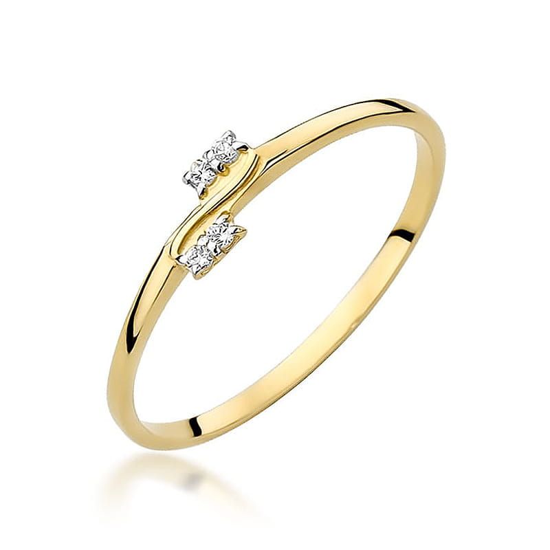 Pierścionek z brylantami 0,03 ct, żółte złoto 585