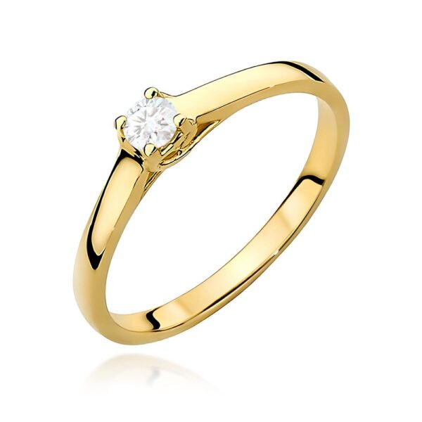 Pierścionek zaręczynowy z brylantem 0,12 ct, żółte złoto 585