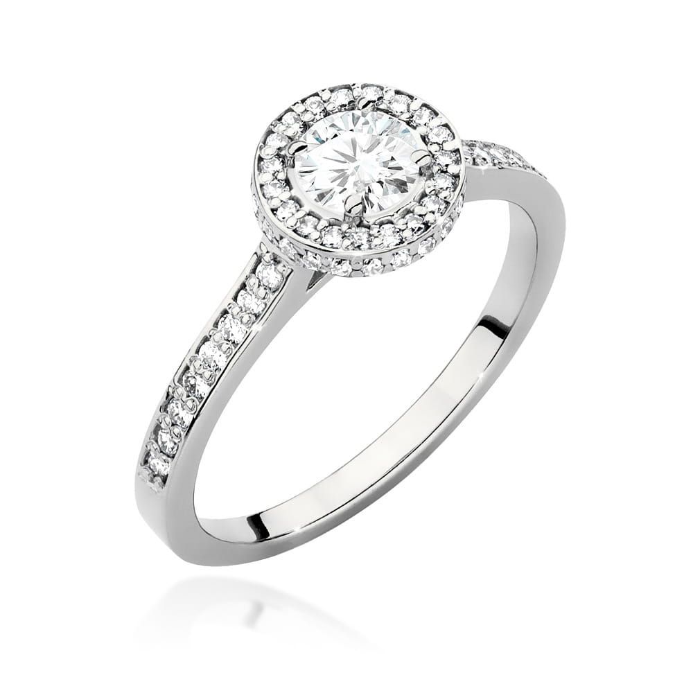 Pierścionek z brylantami 0,87 ct, białe złoto 585