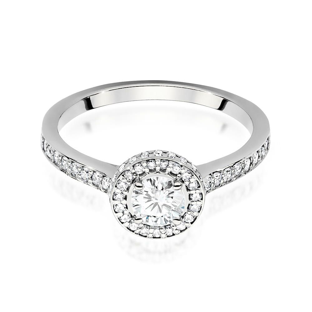 Pierścionek z brylantami 0,87 ct, białe złoto 585