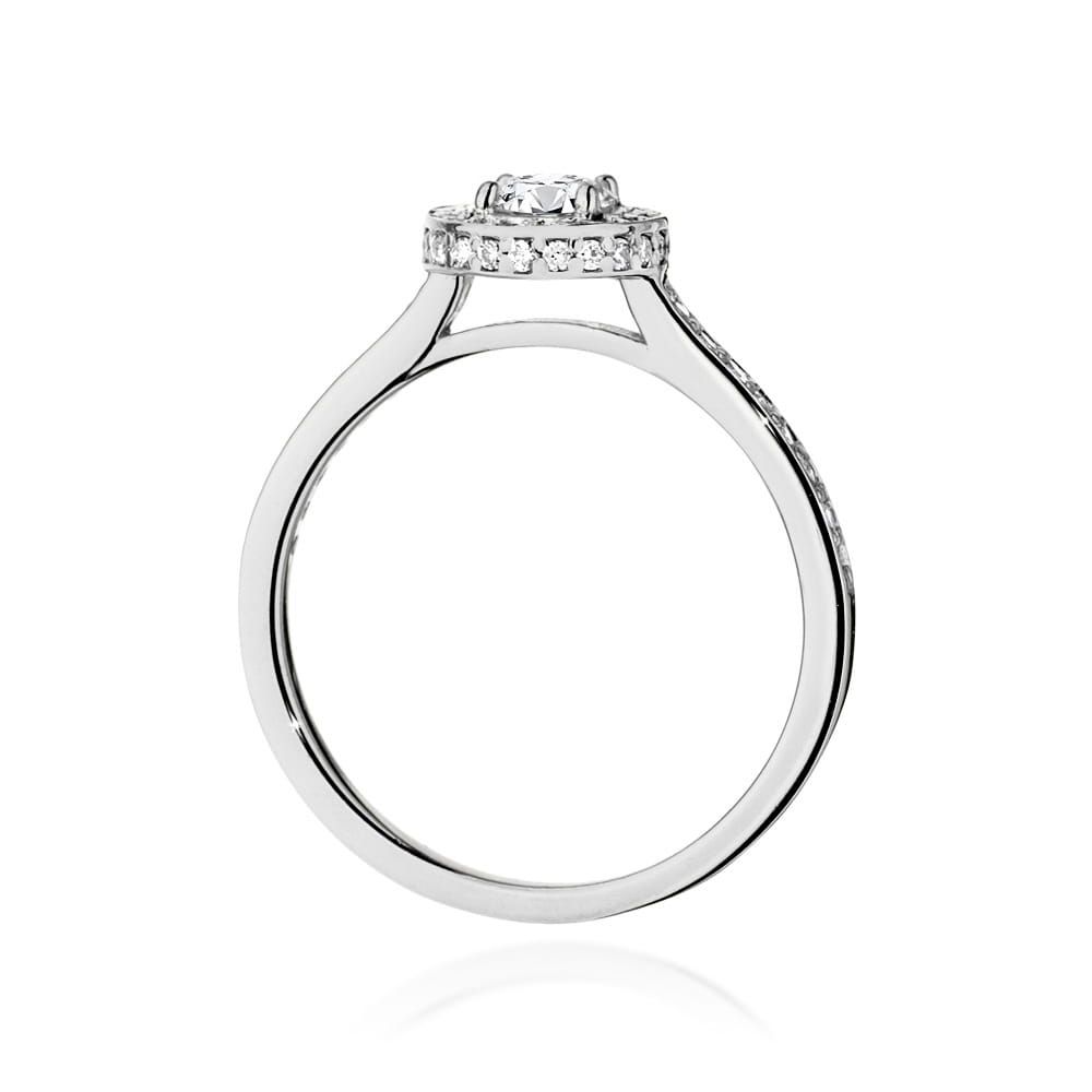 Pierścionek z brylantami 0,87 ct, białe złoto 585