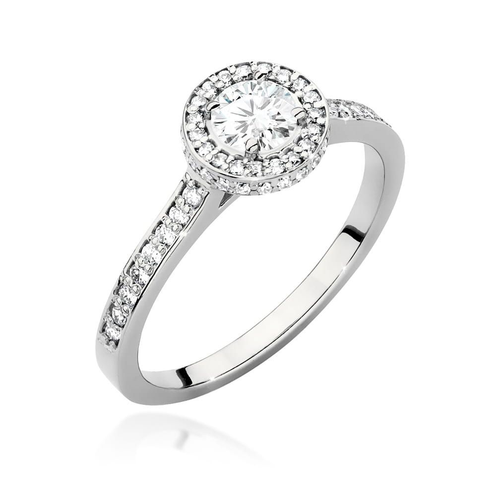 Pierścionek z diamentem laboratoryjnym 0,74 ct, białe złoto 585
