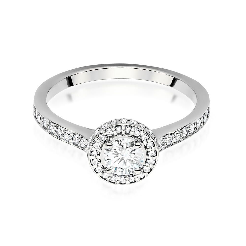 Pierścionek z diamentem laboratoryjnym 0,74 ct, białe złoto 585